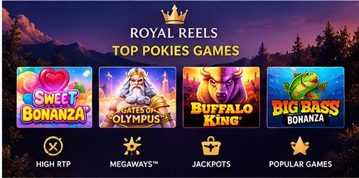 Best online pokies Australia and Royal Reels games illustration