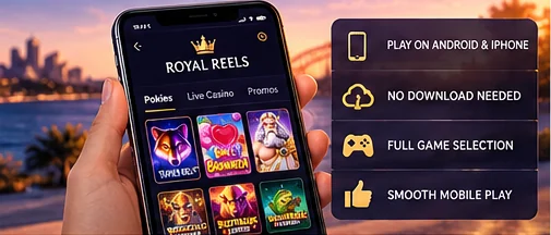 Royal Reels mobile online pokies Australia illustration